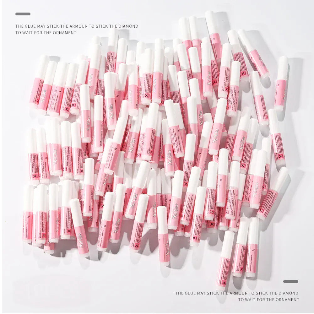 100Pcs Super Strong Nail Glue for Acrylic Nails Press On Nails Professional Nail Adhesive Bond Nail Tips Glue Long Lasting Glue