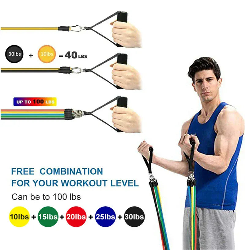 11pcs/Set Resistance Bands with carry bag