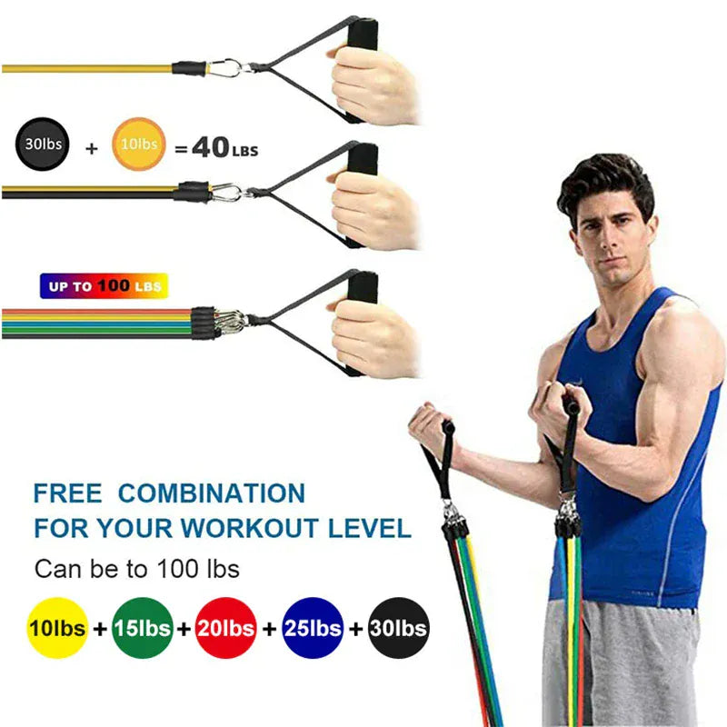 11pcs/Set Resistance Bands with carry bag