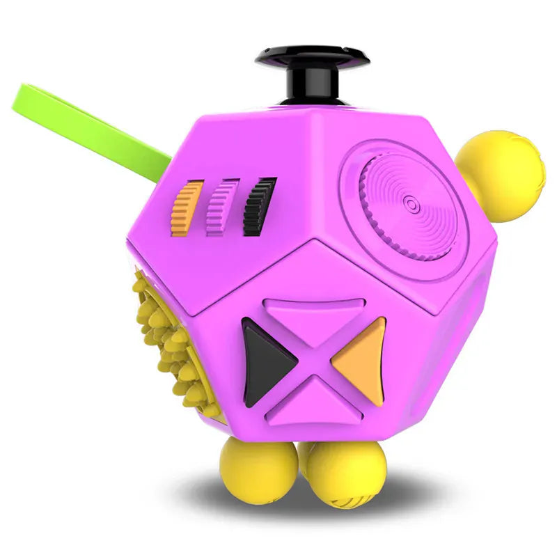 12-Sided Fidget Cube - Ultimate Stress Relief Toy for Anxiety, ADHD & Focus