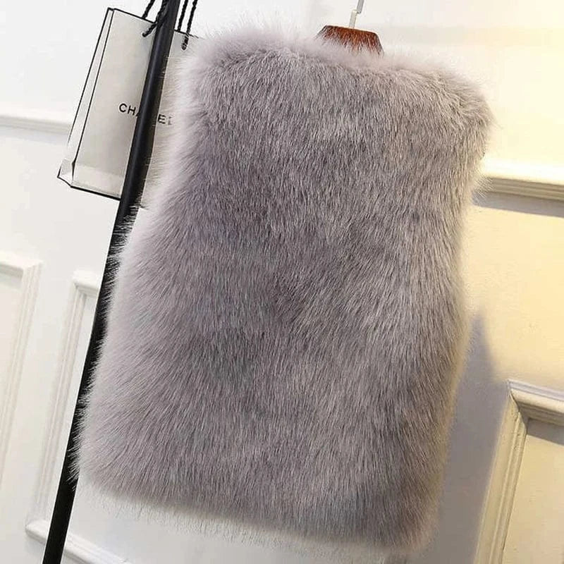 Faux Fox Fur Vest - Sleeveless Waistcoat for Women
