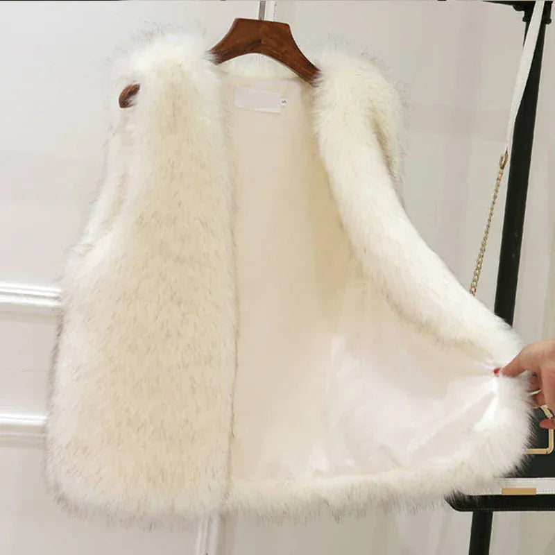 Faux Fox Fur Vest - Sleeveless Waistcoat for Women