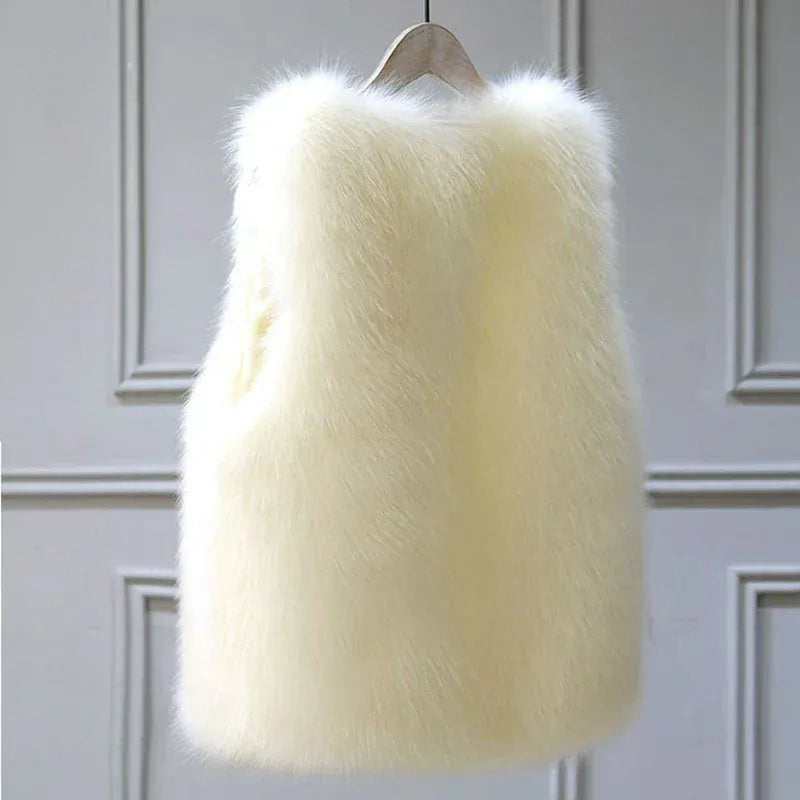 Faux Fox Fur Vest - Sleeveless Waistcoat for Women