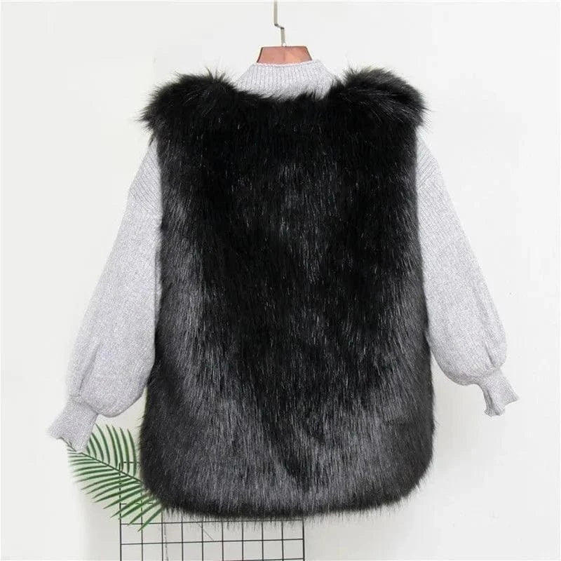 Faux Fox Fur Vest - Sleeveless Waistcoat for Women