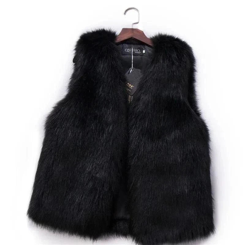 Faux Fox Fur Vest - Sleeveless Waistcoat for Women