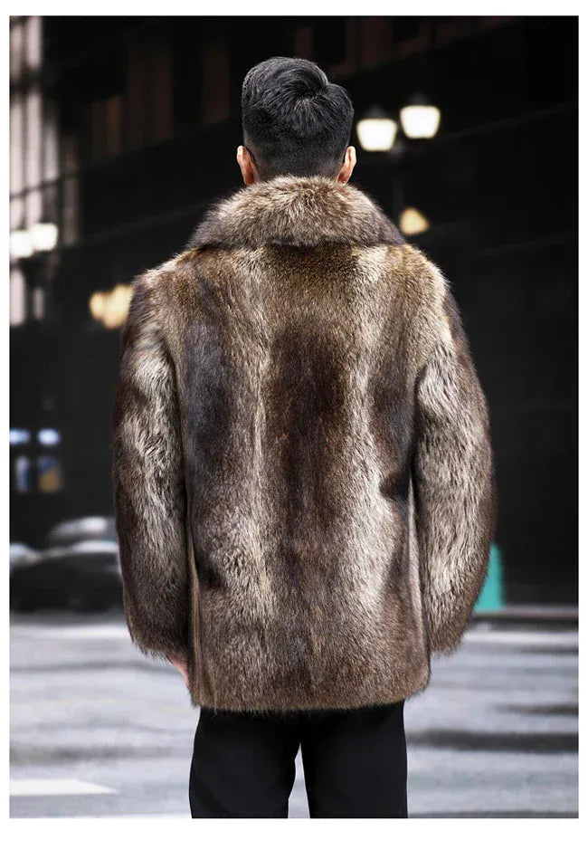 Fox Fur Coat Men Mink Fur Coat Medium Long Heavy Craft Luxury Lapel Short Thickened Warm Winter Fashion High End Coats