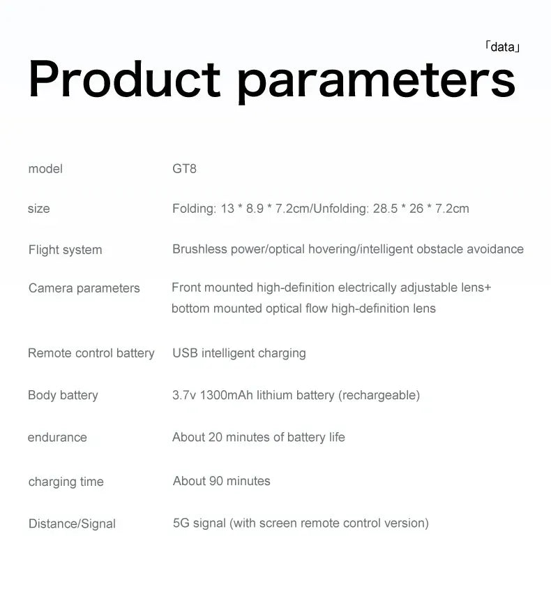 GT8 Drone 4K HD Camera Obstacle Avoidance Aerial Photography Brushless Drone with Screen Foldable RC Drone Quadcopter RTF