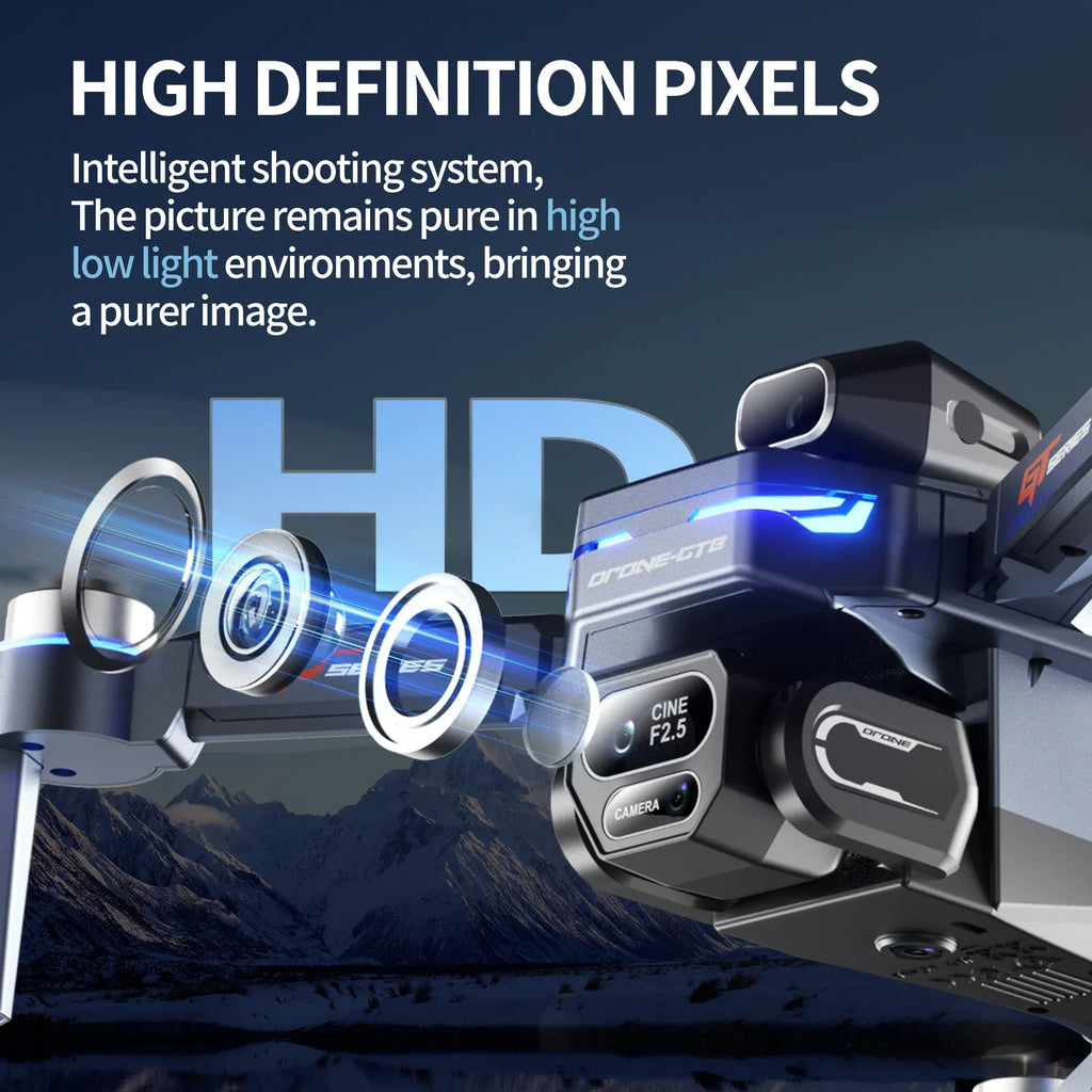 GT8 Drone with Screen 8K HD Camera WIFI Brushless Aerial photography quadcopter battery power display colourful lights RC dron
