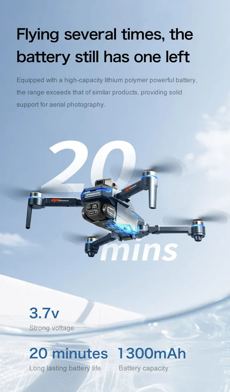 GT8 Drone with Screen 8K HD Camera WIFI Brushless Aerial photography quadcopter battery power display colourful lights RC dron