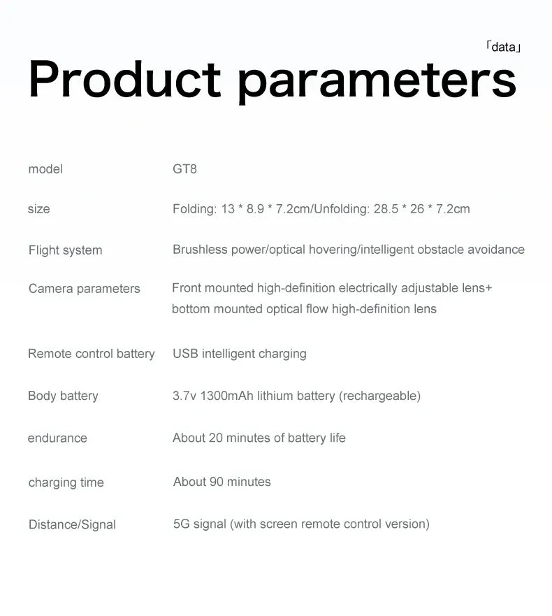 GT8 Drone with Screen 8K HD Camera WIFI Brushless Aerial photography quadcopter battery power display colourful lights RC dron