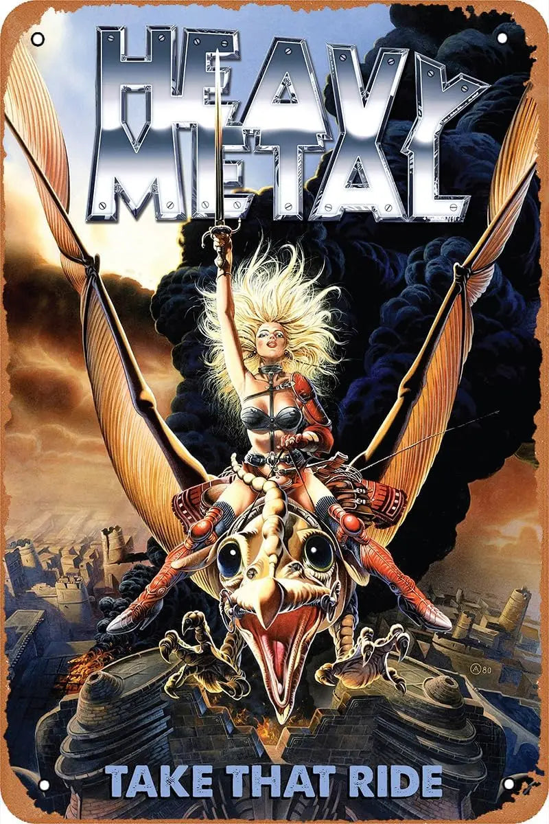 Heavy metal movie poster, retro tin plate, retro metal sign, suitable for coffee shops, bars, offices, home wall decoration, gif