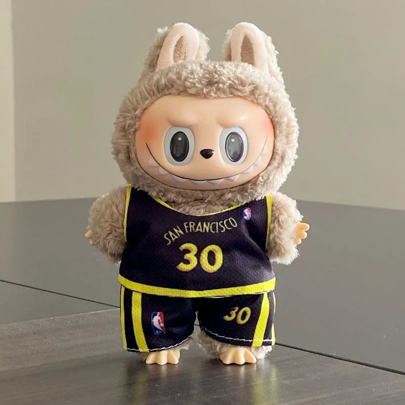 Labubu Basketball Jersey Set - 17cm Plush Vinyl Doll Sports Uniform, Outfit Changeable for Generation 1-3, Gift Ready