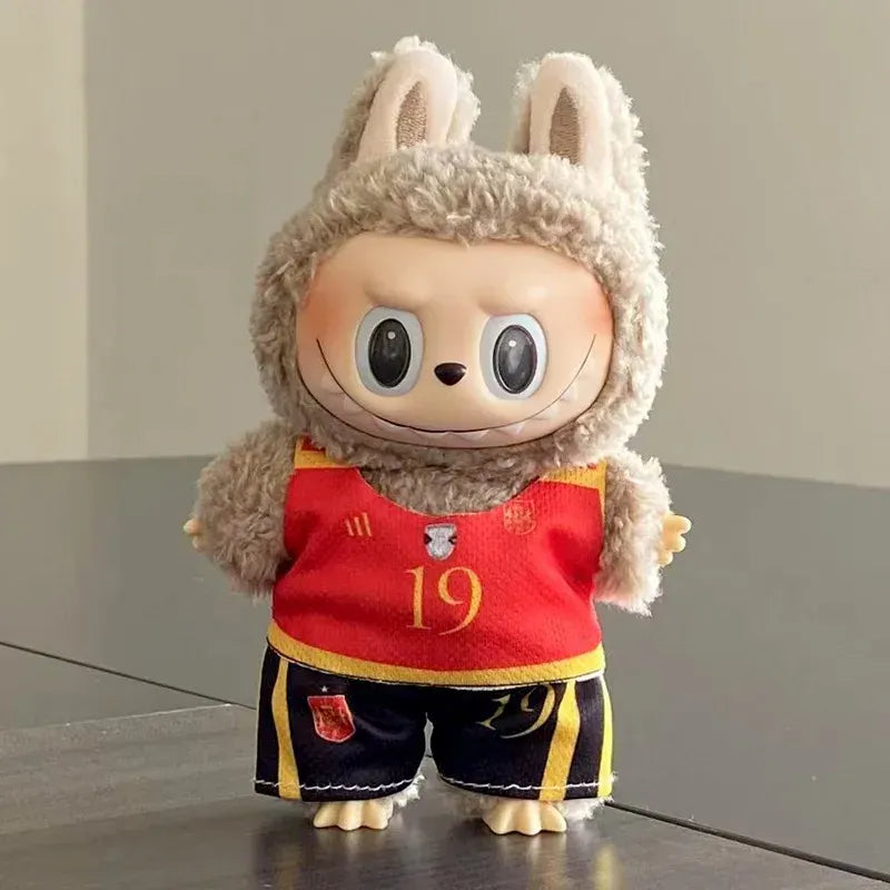 Labubu Basketball Jersey Set - 17cm Plush Vinyl Doll Sports Uniform, Outfit Changeable for Generation 1-3, Gift Ready
