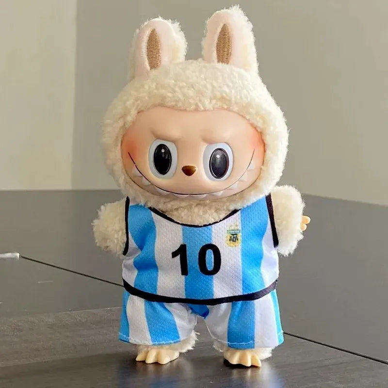 Labubu Basketball Jersey Set - 17cm Plush Vinyl Doll Sports Uniform, Outfit Changeable for Generation 1-3, Gift Ready