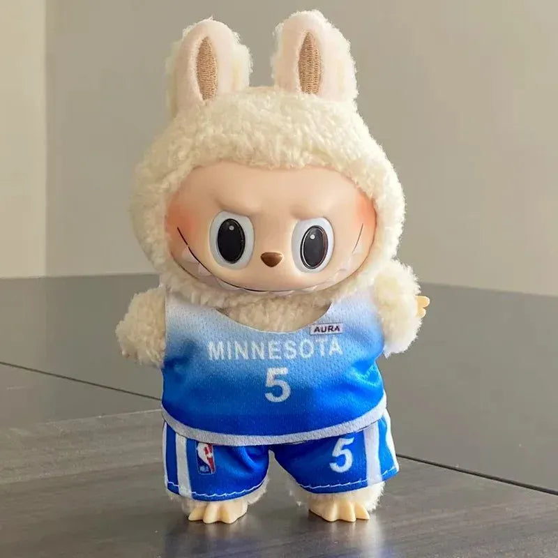 Labubu Basketball Jersey Set - 17cm Plush Vinyl Doll Sports Uniform, Outfit Changeable for Generation 1-3, Gift Ready