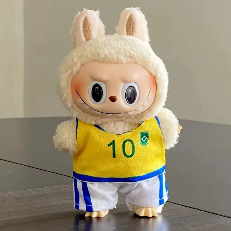 Labubu Basketball Jersey Set - 17cm Plush Vinyl Doll Sports Uniform, Outfit Changeable for Generation 1-3, Gift Ready