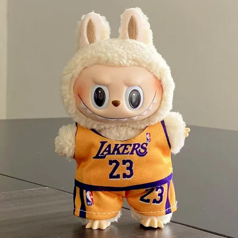 Labubu Basketball Jersey Set - 17cm Plush Vinyl Doll Sports Uniform, Outfit Changeable for Generation 1-3, Gift Ready
