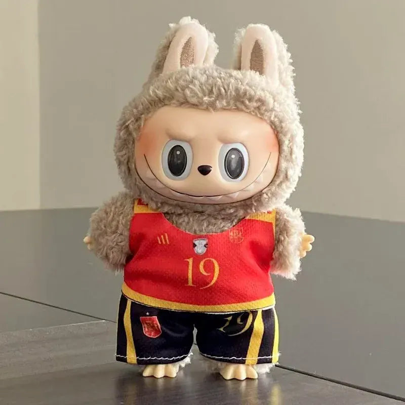 Labubu Basketball Jersey Set - 17cm Plush Vinyl Doll Sports Uniform, Outfit Changeable for Generation 1-3, Gift Ready