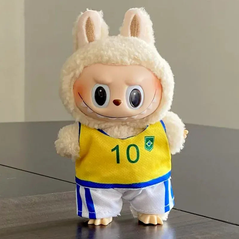 Labubu Basketball Jersey Set - 17cm Plush Vinyl Doll Sports Uniform, Outfit Changeable for Generation 1-3, Gift Ready
