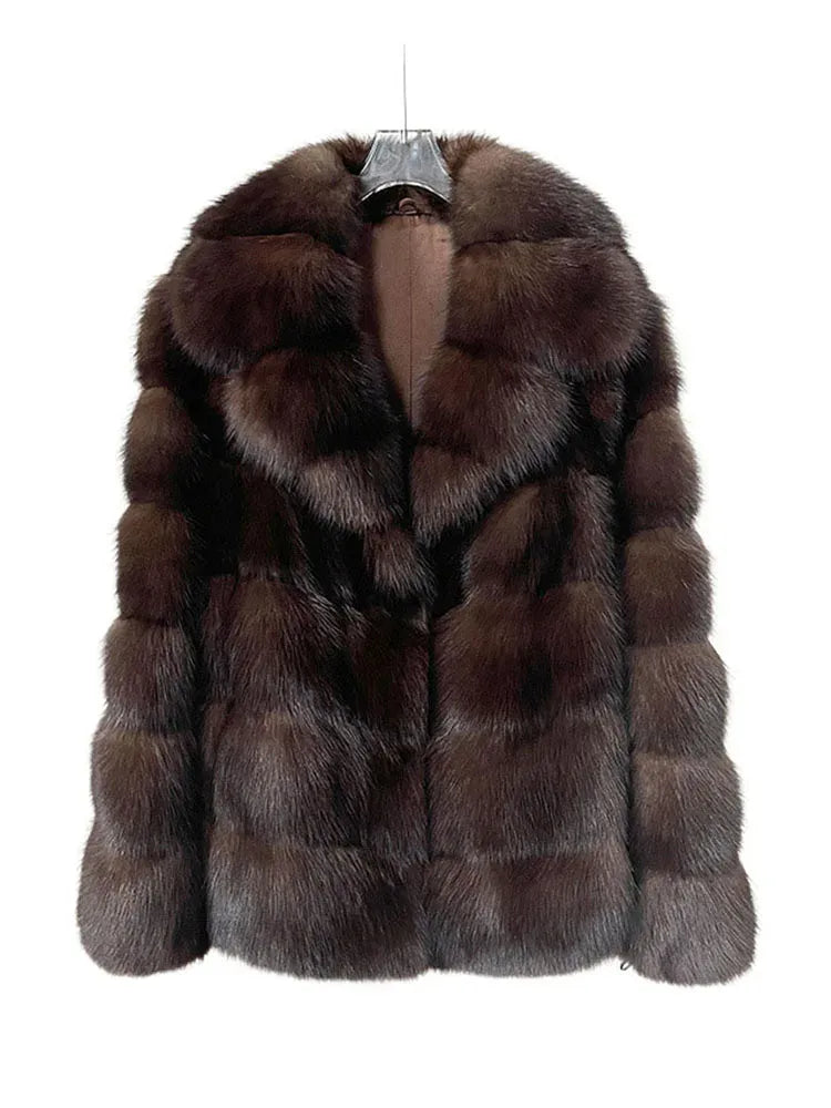 Luxury Designer Mink Coat Woman Autumn Winter Lapel Furry Brown Faux Fur Coat Woman Clothes Chic Elegant Faux Fur Jacket