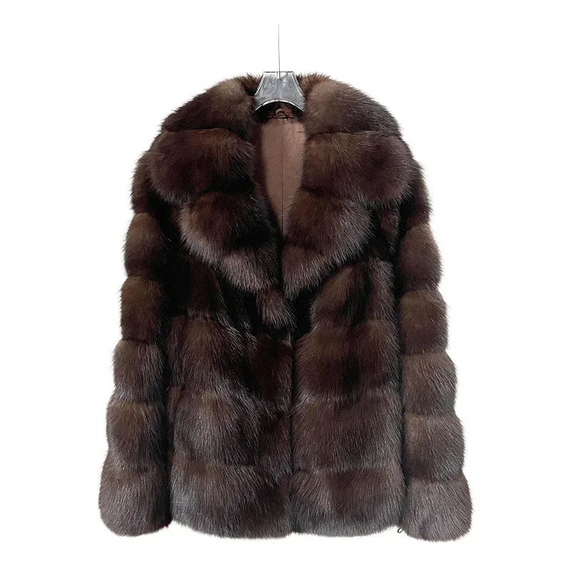Luxury Designer Mink Coat Woman Autumn Winter Lapel Furry Brown Faux Fur Coat Woman Clothes Chic Elegant Faux Fur Jacket