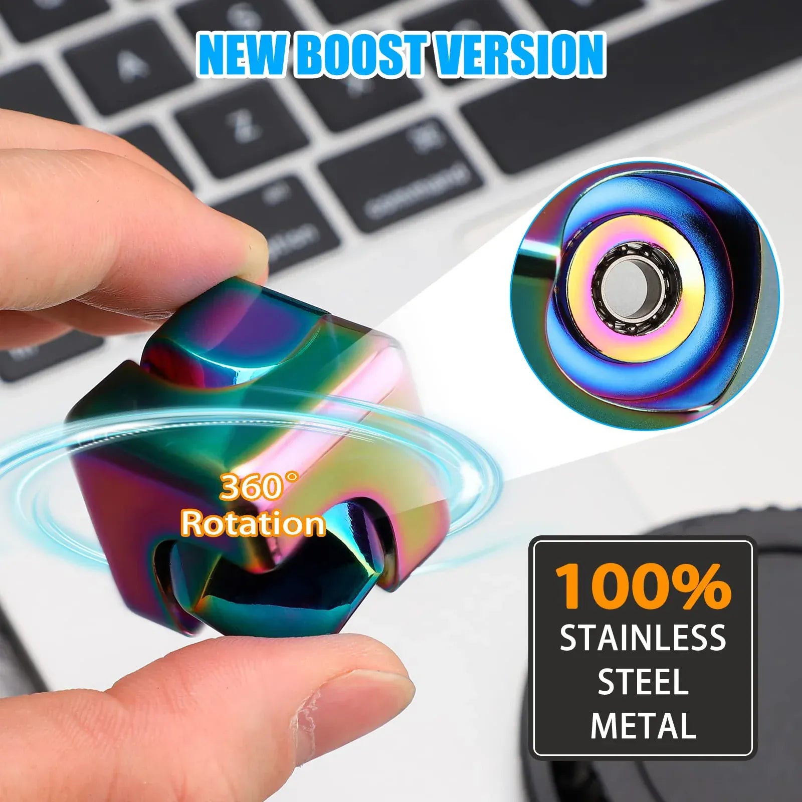 Metal Cube Spinner Fidget Toy - Premium 3D Puzzle Gyro for Stress Relief & Focus