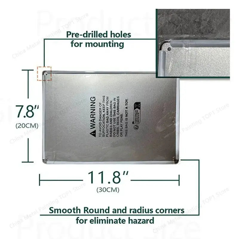 Metal Tin Plate Wall Art 2D Flat Poster Outdoor Decor for Street Cafe Bar Home Garden