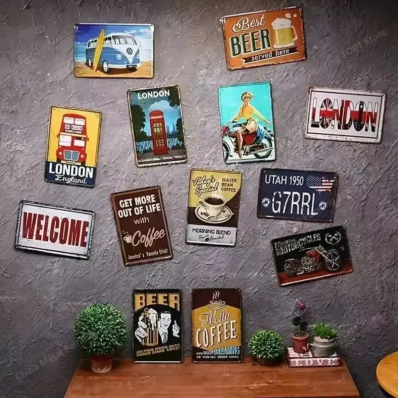 Metal Wall Art Decor, Waterproof 2D Flat Poster, Durable Housewarming Birthday Gift for Home
