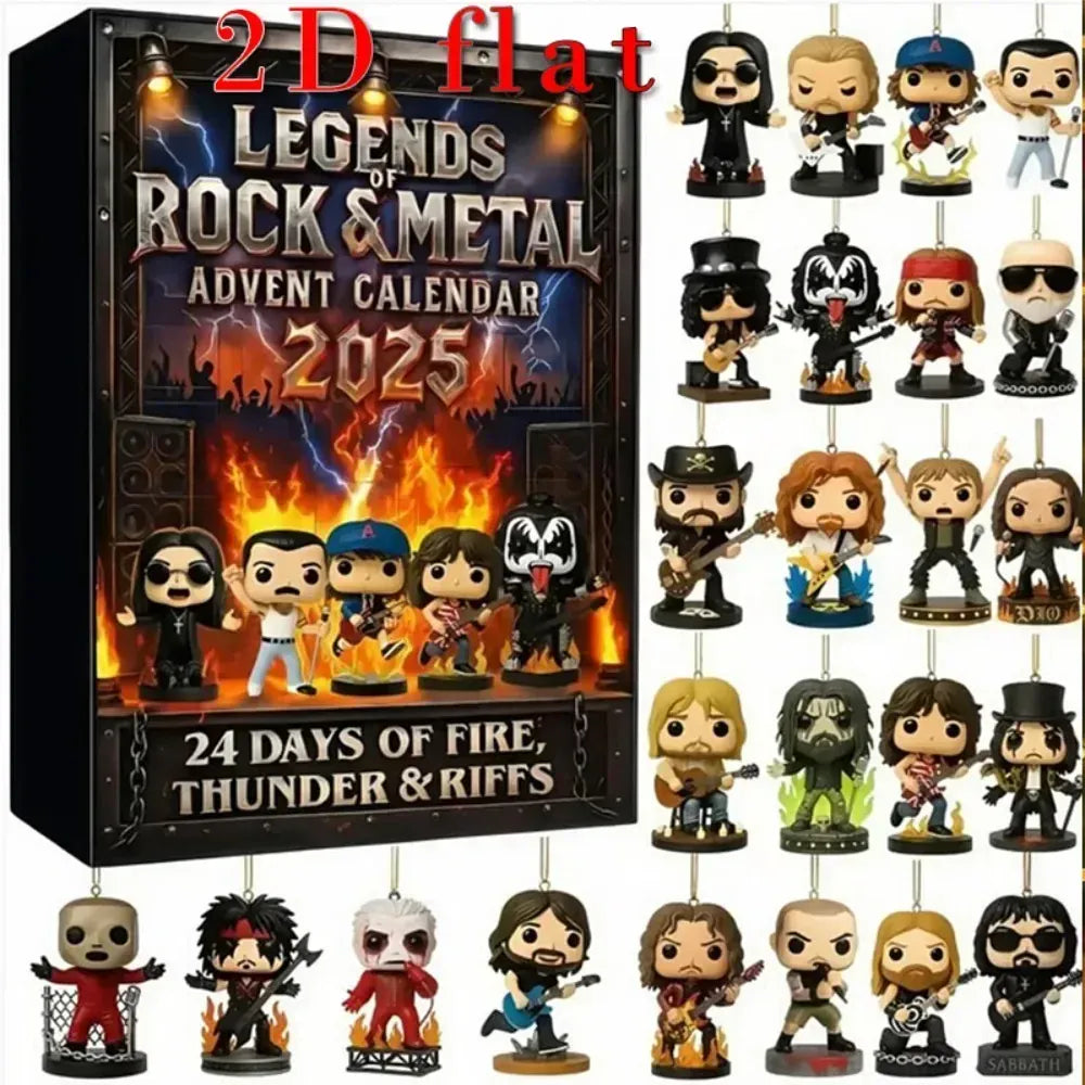 Rock and Metal Music Christmas Countdown Calendar 2D Flat Acrylic Iconic Music Character Series Christmas Gifts