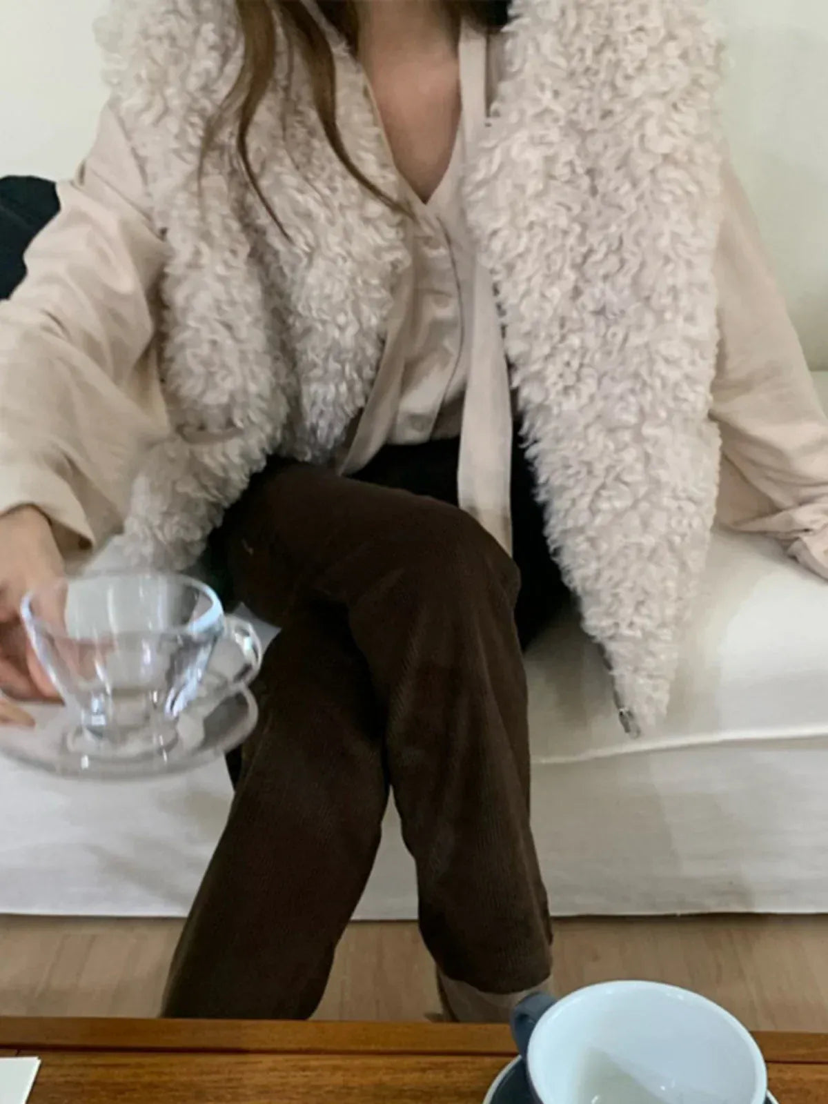 Short Faux Fur Vest - Round Neck Winter Outerwear