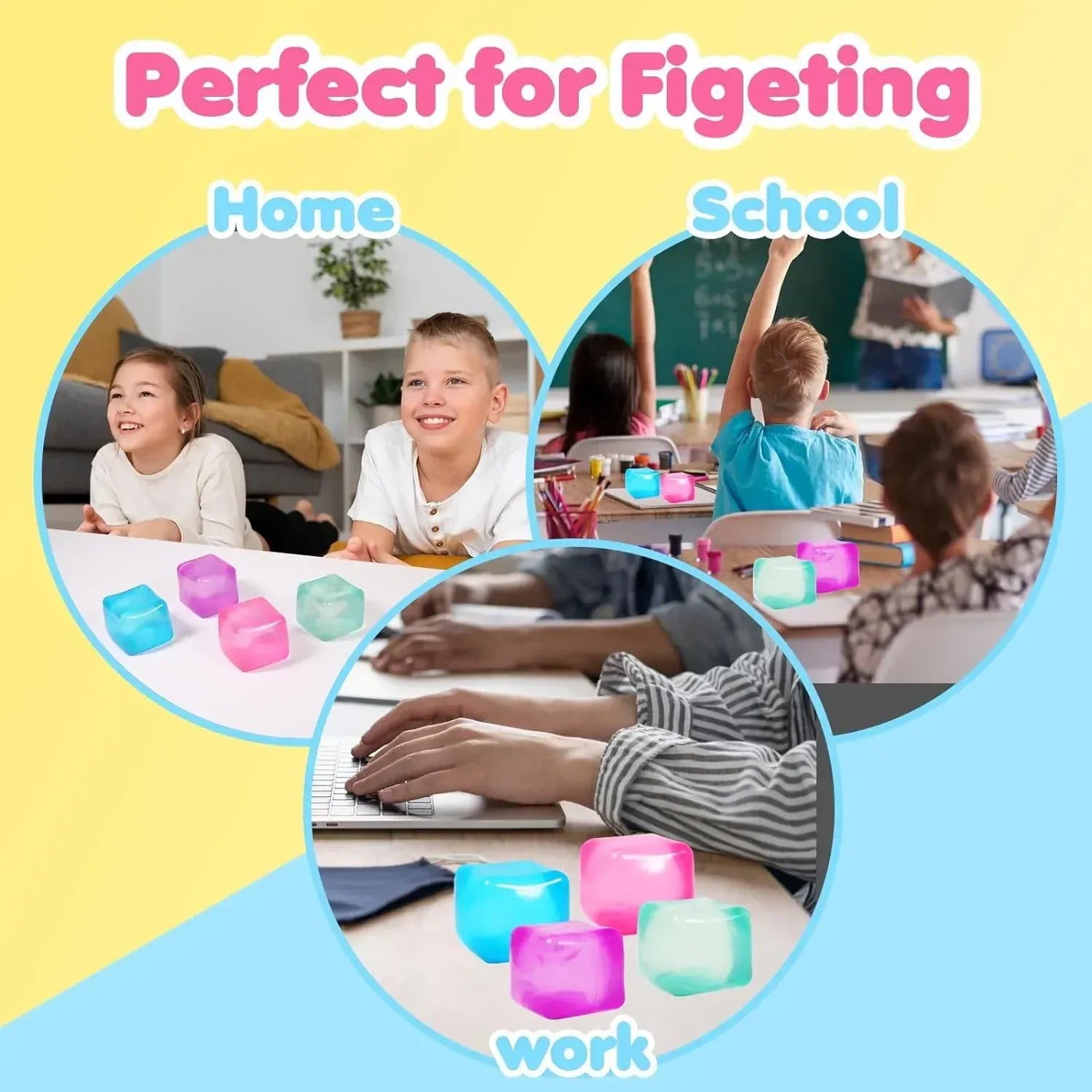 Squishy Ice Cube Stress Ball - 3 Pack Sensory Fidget Toy