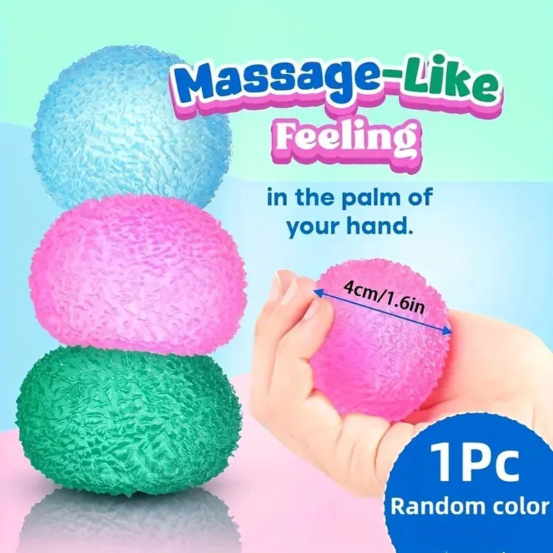 Textured Ice Ball Squishy Fidget Toy - Soft Squeeze Stress Relief for Kids & Adults
