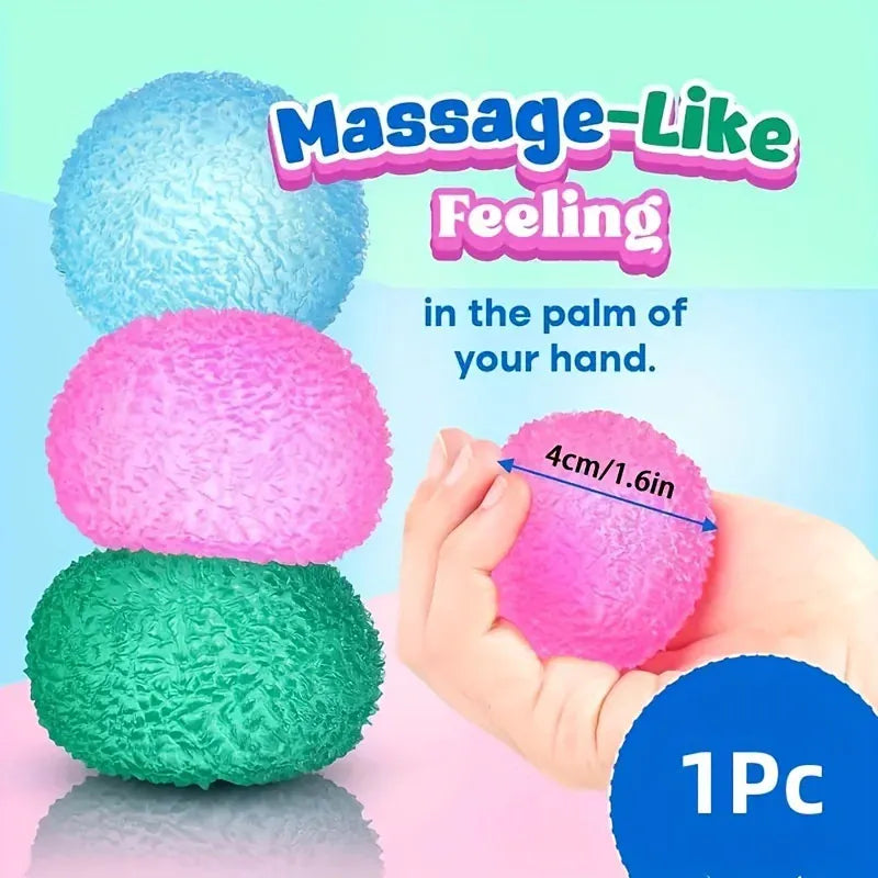 Textured Ice Ball Squishy Fidget Toy - Soft Squeeze Stress Relief for Kids & Adults
